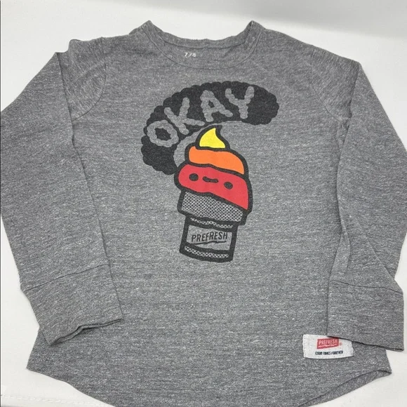 PREFRESH Kid’s Gray Long Sleeve Sweatshirt with Ice Cream Graphic size 7/8 - Picture 1 of 5